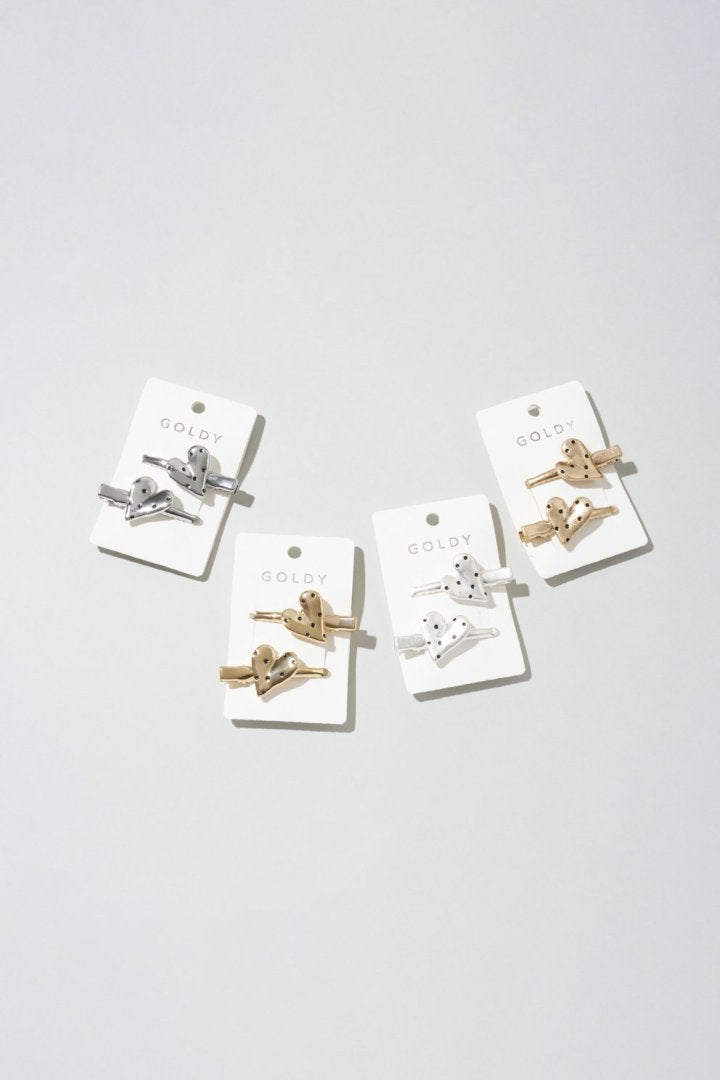 ドット ハート メタル セット ヘアー クリップ