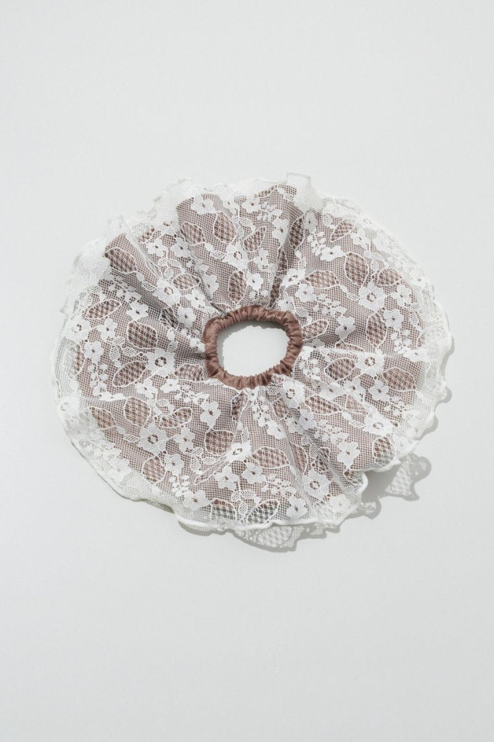 サテン × レース サーキュラー シュシュ