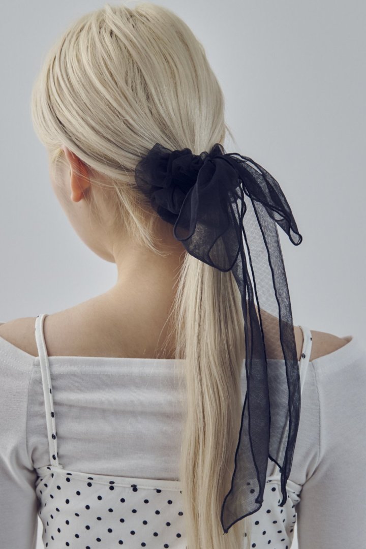 ロング シアー リボン シュシュ