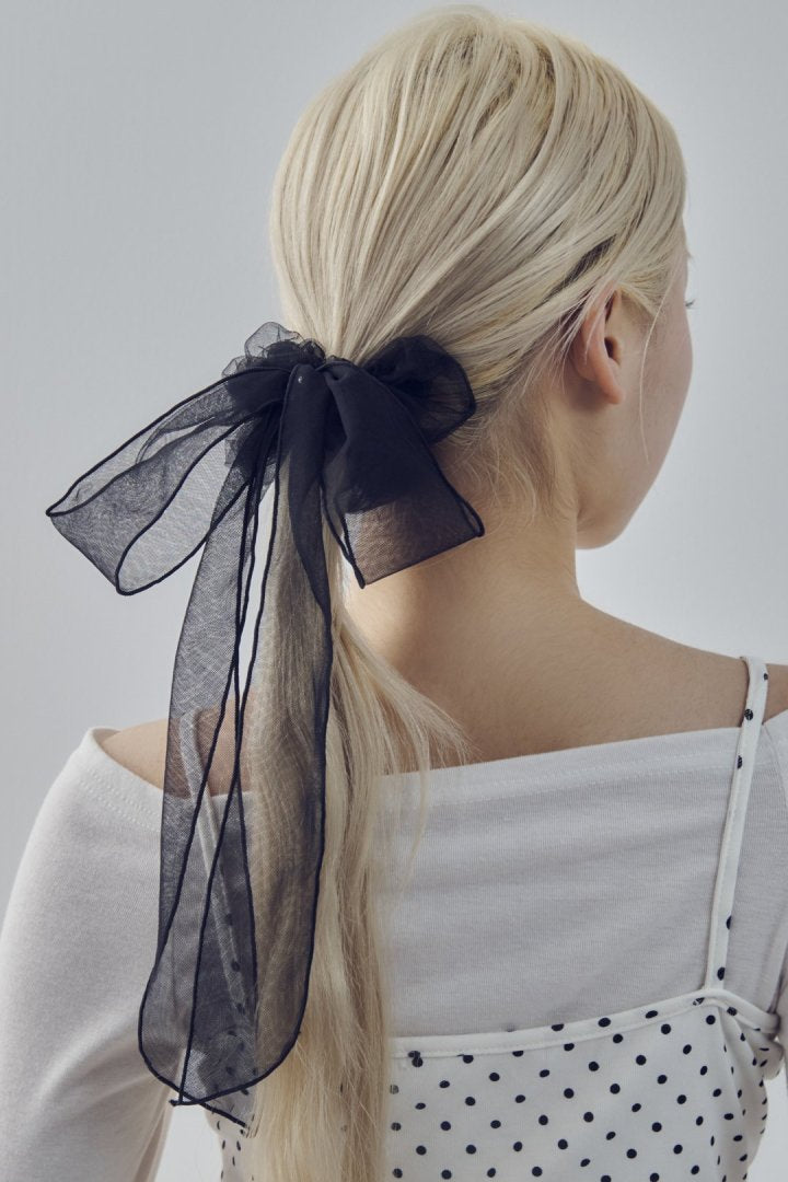 ロング シアー リボン シュシュ