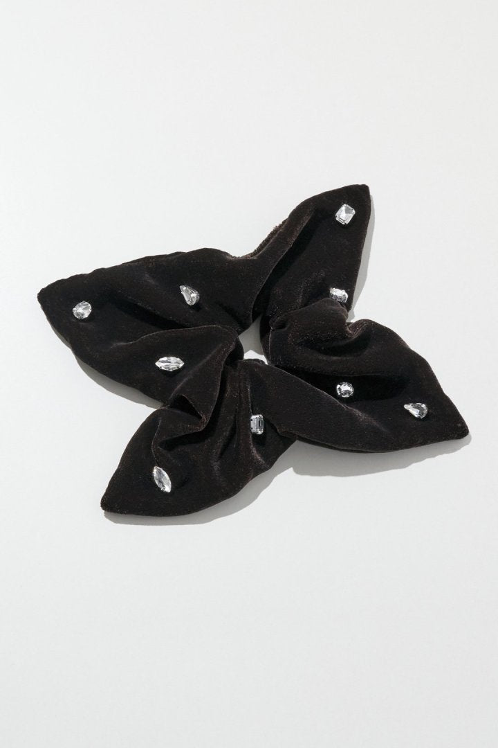 モノトーン ビジュー スクエア ビッグ シュシュ