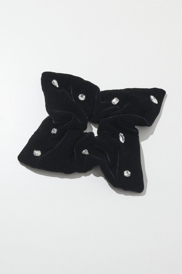 モノトーン ビジュー スクエア ビッグ シュシュ