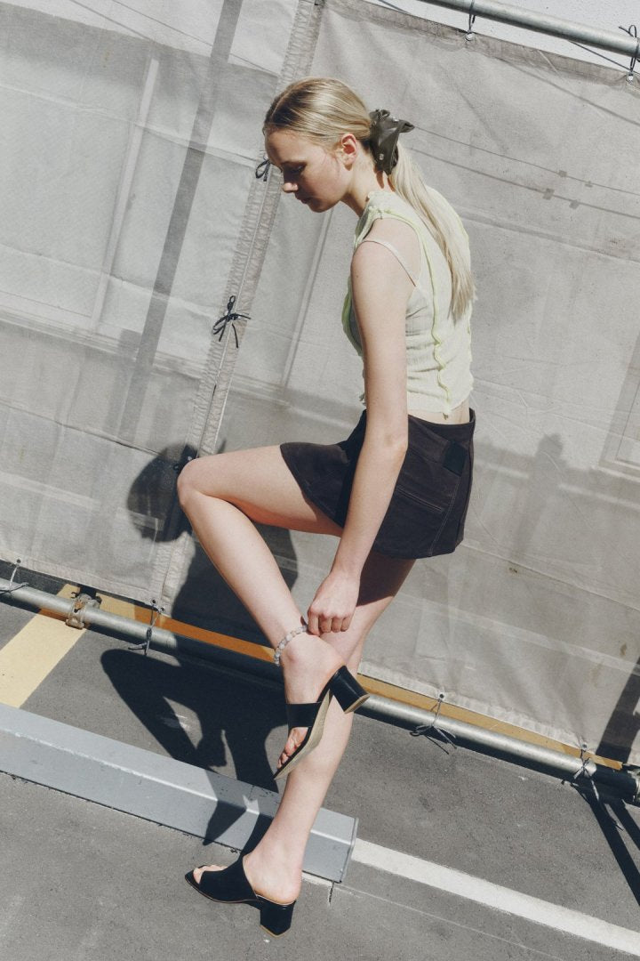 モノトーン ビジュー スクエア ビッグ シュシュ