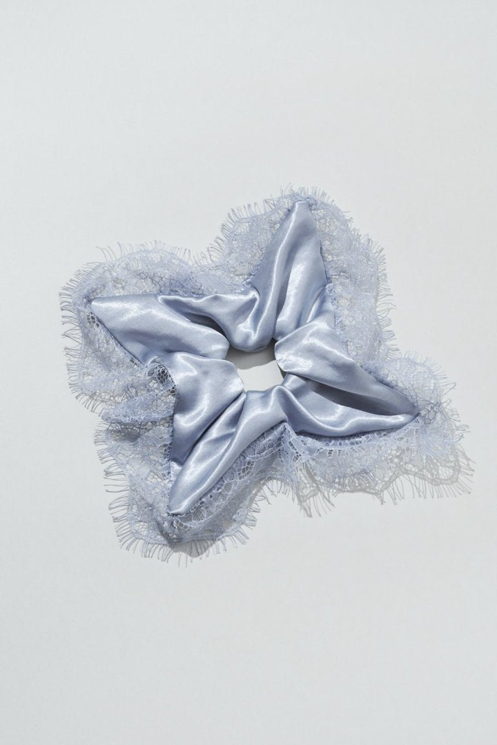 サテン × レース スクエア ビッグ シュシュ