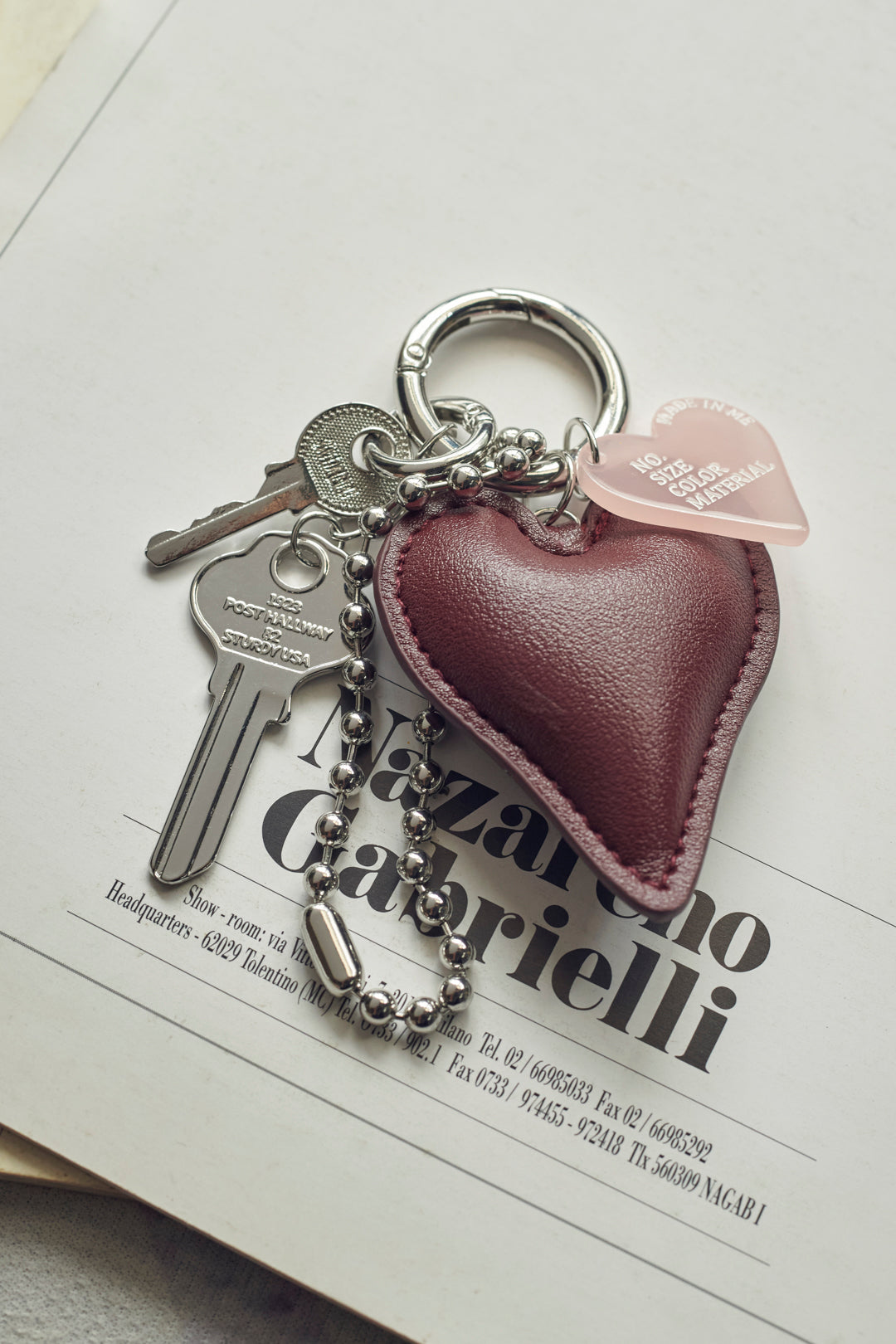 レザー タッチ ハート バッグ チャーム