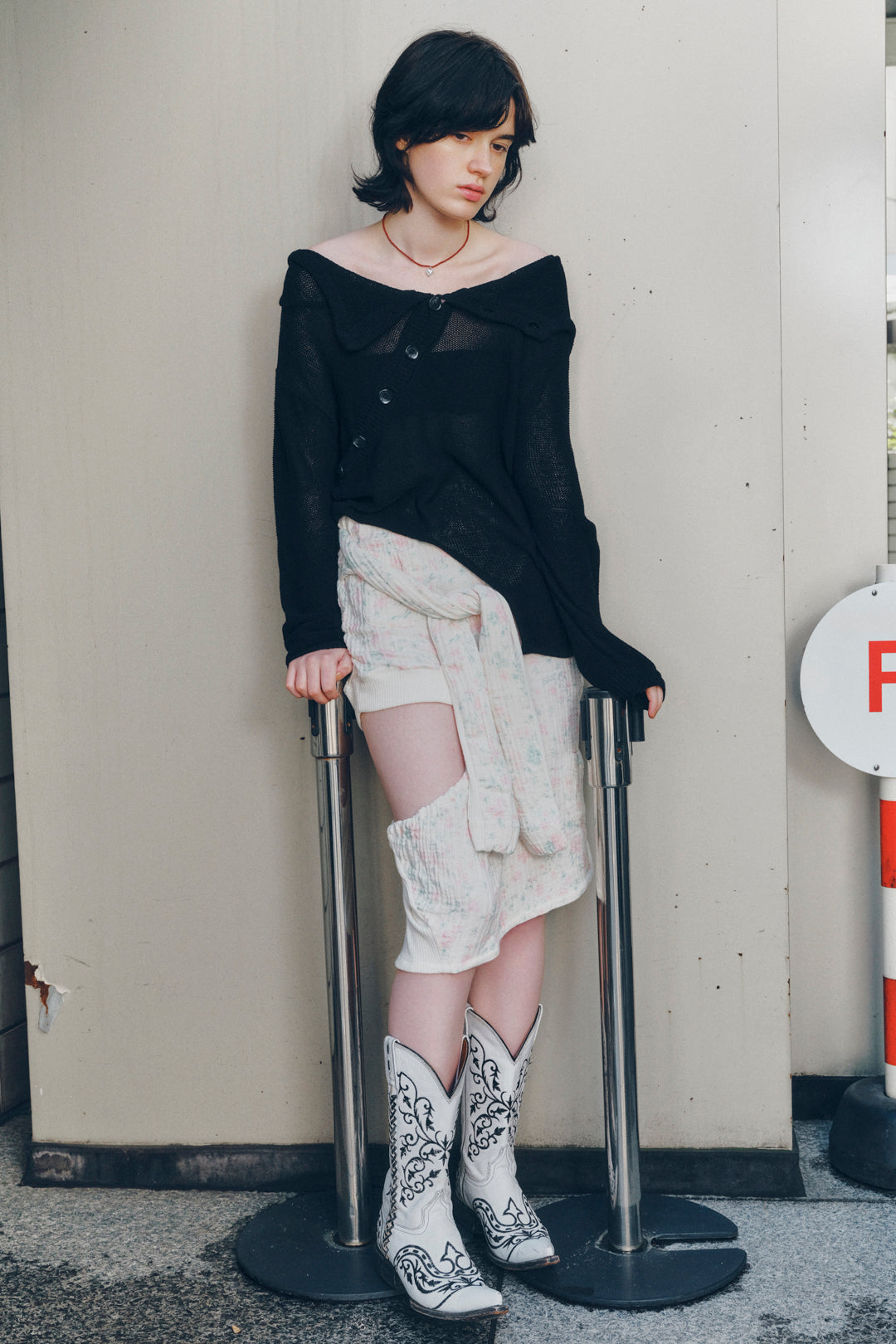 ビーズ × メタル ハート ネックレス