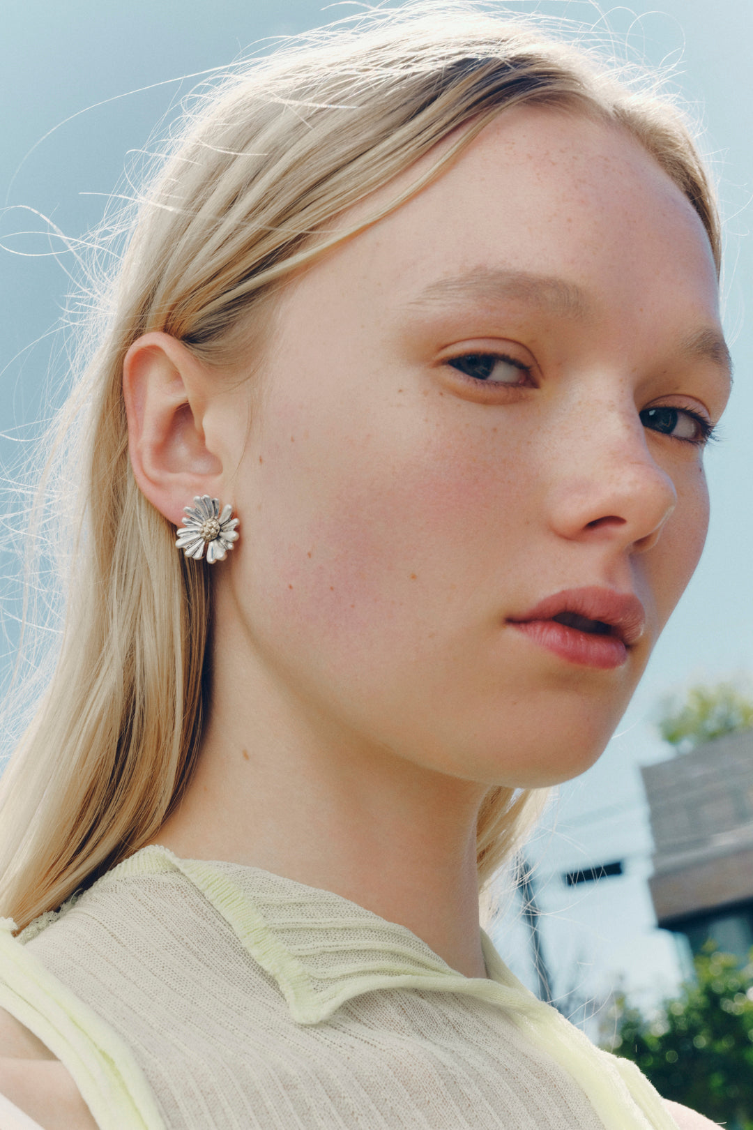 ヴィンテージ マーガレット イヤリング