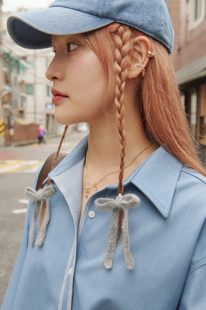 ニット リボン ダブル ヘアカフ【KOREA SNAP】