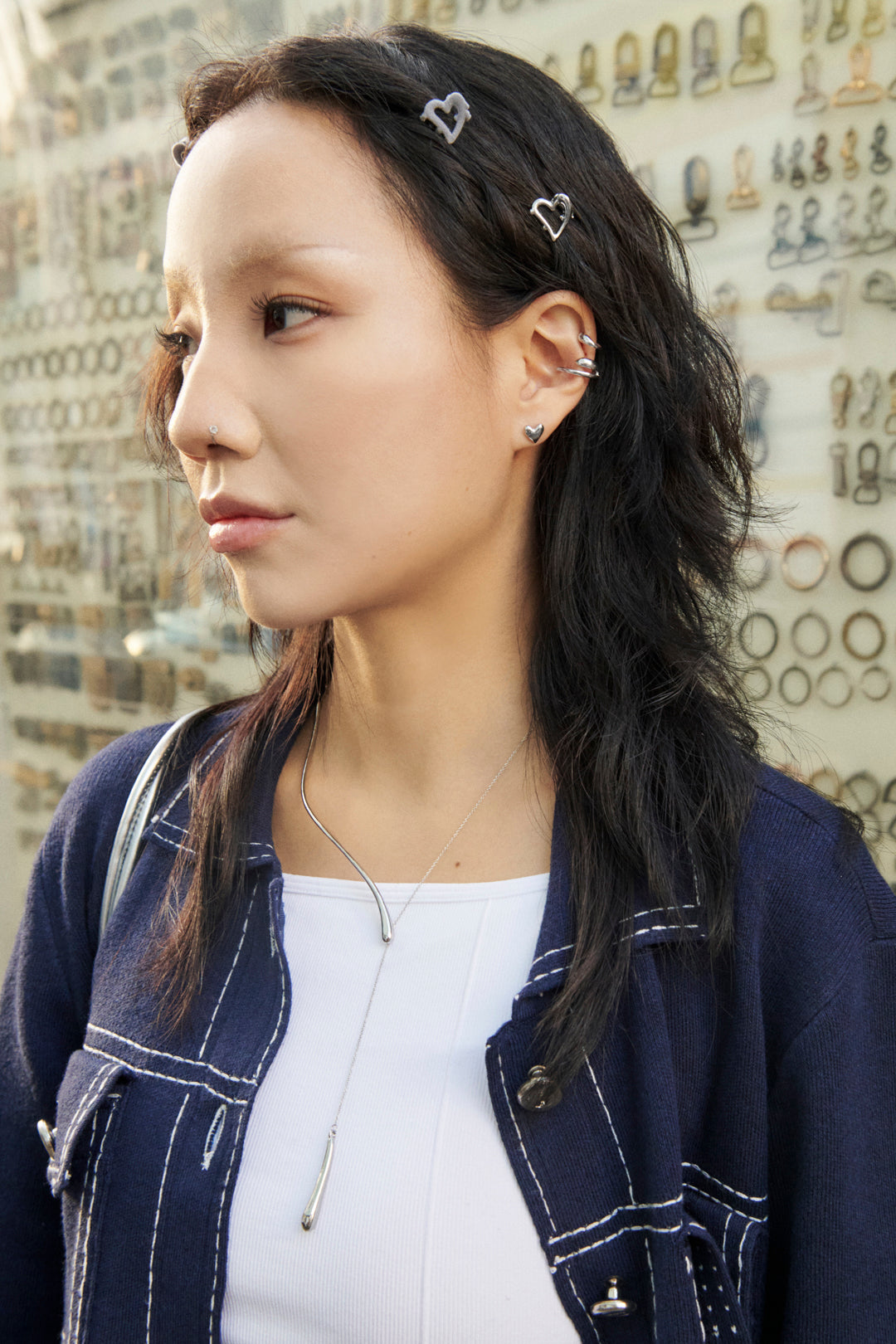 ハート メタル × フロッキー セット ヘアー クリップ【KOREA SNAP】