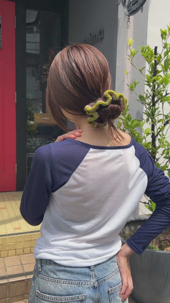カラー トリム ニット シュシュ