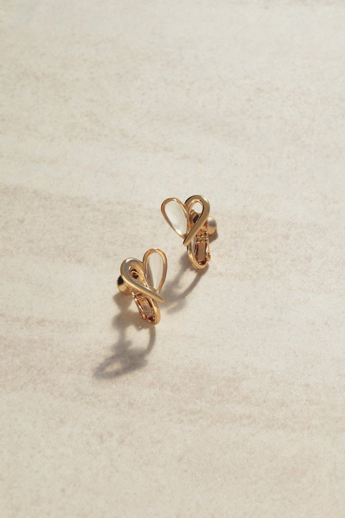 takajewellery ハートイヤリング　ダイヤモンド ハートシェイプダイヤモンド フープイヤリング, ホワイト